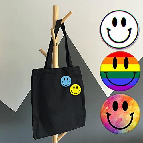 Classic Happy Face Lapeel Pins de 2,28 polegadas sorriso fofo botões coloridos de pinback para pinos ute para mochila infantil e chapéu pino de roupas para aluno - 12 pacote