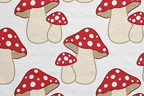 Toalha de tapete de ioga de cogumelos de Ambesonne, estilo de desenho animado AMANITA COUMOMES PLANTAS DO FORMAÇÃO DOIXADAS