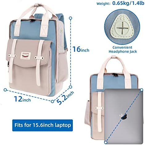 LOVVEVEVENA 15,6 polegada Mochila japonesa Mochila para mulheres College College Casual Casual Backpack Azul Backpack