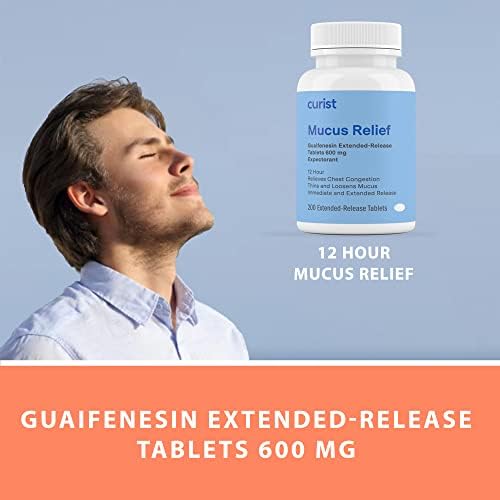 Guaifenesin Curist 600 mg Tablets de liberação estendida - alívio do muco expectorante, Guainesina genérica 600 mg,
