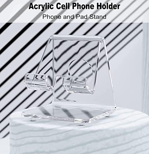 DesignComfort Stand para telefone celular acrílico, suporte de telefone acrílico para mesa, suporte de telefone transparente, doca,