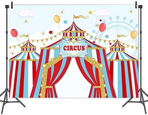 Blue Sky Red White Circus Theme Fotografia Pastos Centrais Carnaval Carrossel Big Top Tent First 1ª Foto Fundo de Bomize Baby Kids