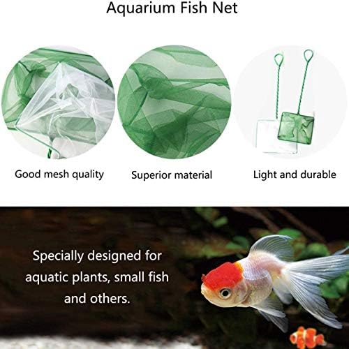LET de peixe de aquário verde L-A 3 e 4 rede de pesca de nylon com alça de plástico para tanques de peixes （2 PCs）