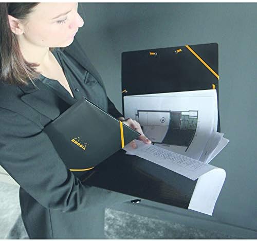 Rhodia 24328C - Pasta de arquivo elástico - bolso de papelão com 3 abas laranja - 24x32 cm - cartão revestido resistente - armazenamento de escritório e arquivamento de documentos A4 Formato - Arquivo