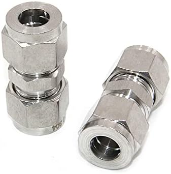 Pysrych 304 União de ajuste do tubo de compressão de aço inoxidável com poças duplas 1 od x 1 OD, pacote de 1