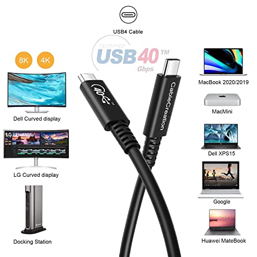 Pacote-2 itens: USB 3.1 USB C fêmea para USB Adaptador masculino 5 Gbps Carga rápida + Cabo USB 4 para Thunderbolt 4/3, 2,6ft