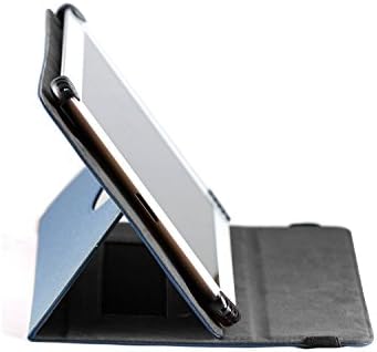 Tampa de caspa de couro Faux Blue Navitech com 360 suporte de rotação compatível com o tablet Android de 10,1 polegadas