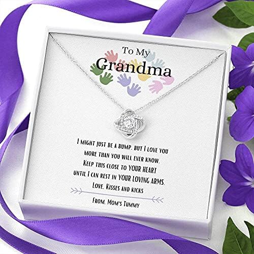 Jóias de cartão de mensagem, colar artesanal- Presente personalizado Love Knot Pingente Colar, para minha avó, eu