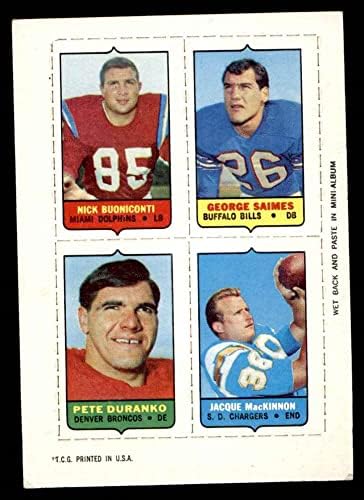1969 Topps Nick Buoniconti/George Saimes/Pete Duranko/Jacque Mackinnon Ex Notre Dame/Colgate/Michigan St St.