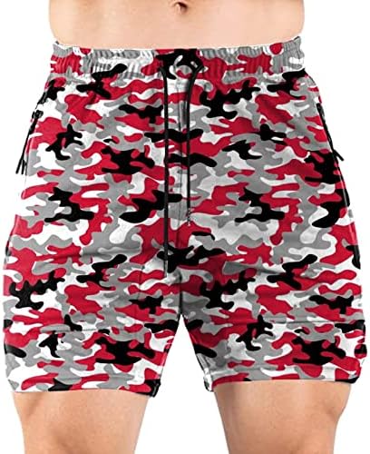 ZDDO Mens de corrida, shorts de exercícios para homens, shorts de camuflagem com bolsos com zíper, shorts esportivos de ginástica