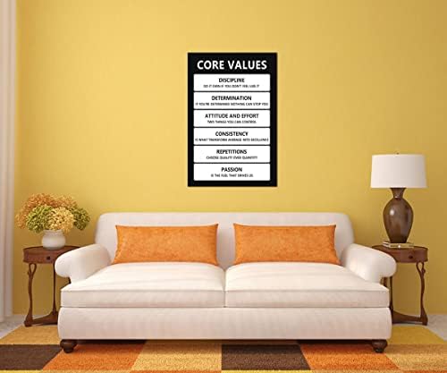 Poster de inspiração Poster Inspirational Core Valores Citação Arte da parede para Office Motivational Canvas Printuras Impressões de parede para decoração de casa Decoração de casa Obras de arte emolduradas [24''W x 36''H]