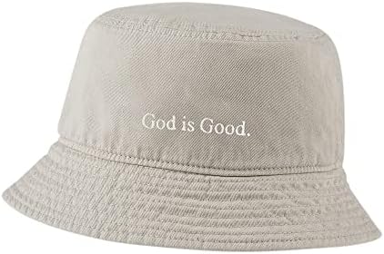 Lexiuyibai chapéu de balde para homens mulheres Deus é um bom algodão lavado bordado chapé de balde unissex