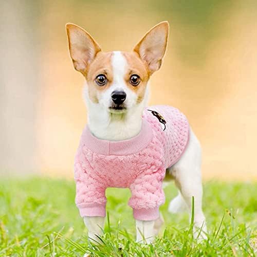 Roupas de gatinho sheripet, blusas de cachorro de pelúcia para cães pequenos, casaco de clima frio da moda para cães pequenos, roupas de suéter aconchegante para cães pequenos, vermelho, tamanho s