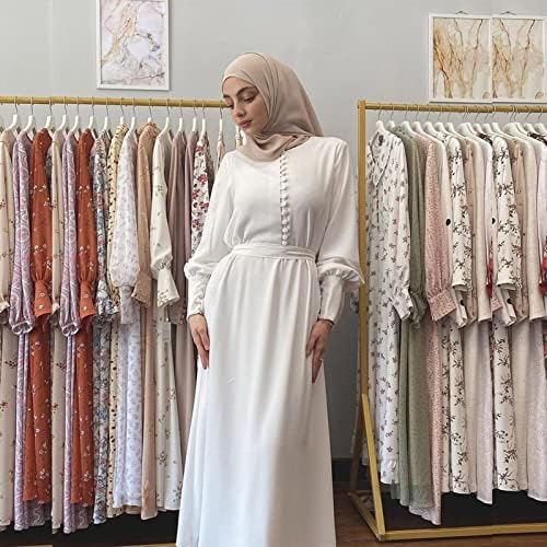 Vestido muçulmano branco lzeal para mulheres abayas orar roupas islâmicas burkas para mulheres vestido muçulmano manga longa