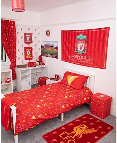 Liverpool FC Single Toupet Capa Bedding Conjunto - Tamanho da cama dupla com travesseiro - Tampa reversível - Produto LFC oficial