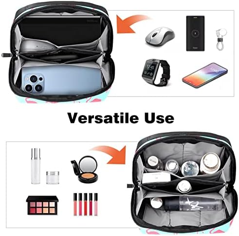 Bolsa de bolsas portáteis de organizações eletrônicas Padrão Flamingo Viagem Saco de Armazenamento de Cable Para discos rígidos, USB, cartão SD, carregador, banco de energia, fone de ouvido