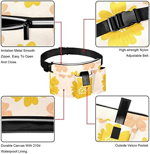 Acessório de bolso do padrão floral de padrão floral amarelo laranja para cinto de ferramenta | Suporte de ferramenta durável e compacto