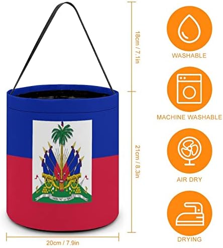 Flag do Haiti Funny Halloween Trick ou Trat Bucket Candy Basket Tote Saco para a decoração de festa