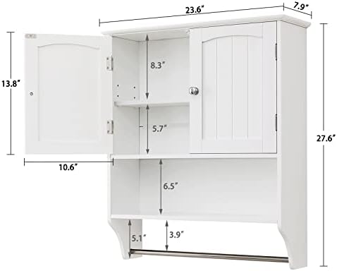 Iwell Pequeno Armário de Armazenamento de Piso do banheiro, armário de madeira de armário de cozinha, branco