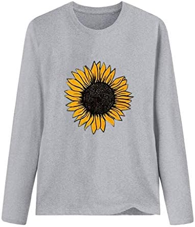 Camisetas femininas para camisetas de impressão de verão Top Top Sunflower Pullover O-Gobes Molina de Blusa Long Women Long