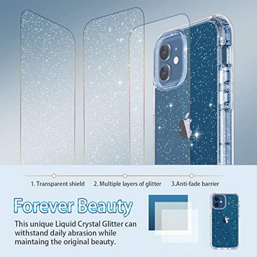 Hekodonk Compatível com iPhone 12 Caso iPhone 12 Pro Case, Design Clear Design Glitter TPU Bumper Protetive Silicone Choffrof