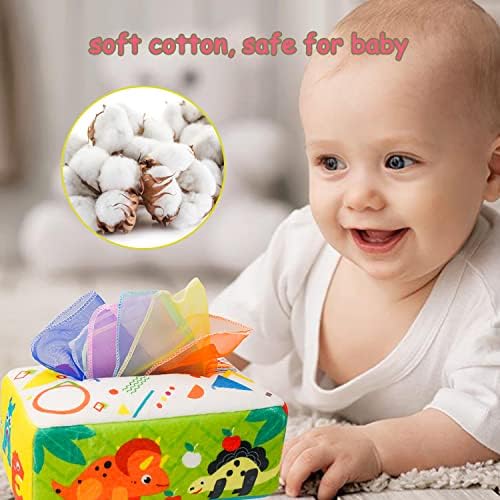 Brinquedos para bebês de 6 a 12 meses, Baby Tissue Box Montessori Toys para bebês e crianças pequenas, Toys sensoriais de recém -nascidos,