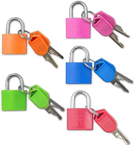 Trajes de mala com chaves, 5pcs pequenos cadeados de bagagem de cadeados de metal multicolor