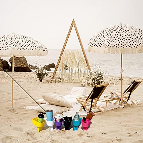 Home Queen Beach Cup Titular para bebidas, telefone celular, chave de óculos de sol, porta-copos multifuncionais de copos de areia, conjunto de 6 peças multicolorido