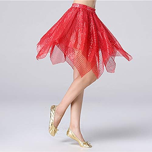 GAXDETDE Belly Women Women Clothing Performance Latim Latin Fostume de fantasia irregular saia de dança saia de lantejoutas para