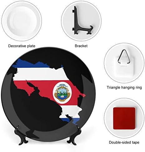 Placas decorativas de cerâmica de mapa da bandeira da Costa Rica com china de china pendurada ornamentos de sobremesa Placas