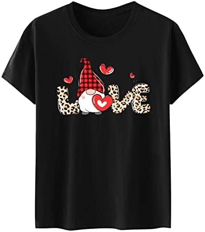 Camisas dos namorados para mulheres xadrez xadrez leopardo amor corações camiseta gnome gnome heart tee de manga curta de manga
