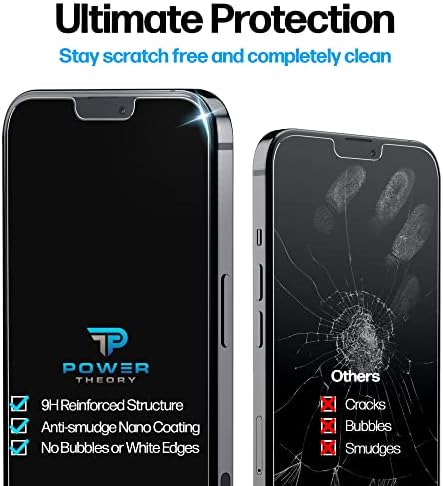 Protetor de tela de 2 pacote de teoria de potência para otterbox iPhone 13 Pro Max Case Premium resistente ao vidro temperado resistente a quebra [dureza 9H], instalação fácil, 99,99% HD Clear, bolhas sem bolhas, [anti-arranhão], anti-fumante