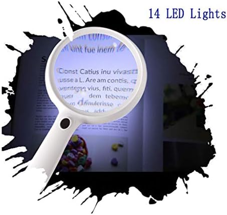 Ligma da mão portátil Heimp ， Vidro de Mensificador LED LED, Lente de leitura para livros Mapa de jornais Hobbies de jóias e ampliação