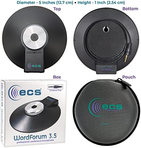 ECS WordForum 3,5 mm TRS 360 ° Microfone de conferência estéreo omnidirecional para PC - com opção de cadeia de margarida, Micor