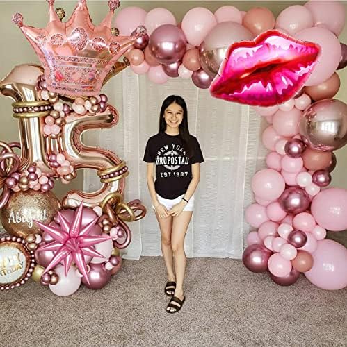 Decorações de 15º aniversário para meninas, Rose Gold Mis Quince 15 Balão definido para decorações de festa de aniversário de Quinceanera