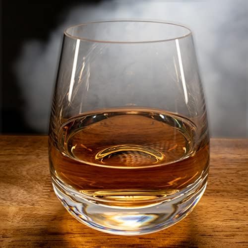 Copo de uísque de cristal antiquado e vidro de cristal - copos de bourbon vidro escocês copos de rocha pesada de vidro escocês para beber Bourbon Manhattans Cocktail Liquor - Presente para amantes de uísque
