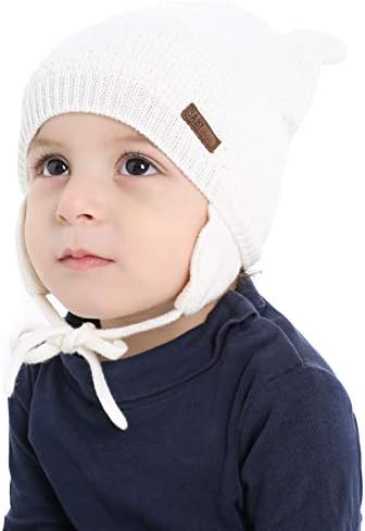 Chapéu de gorro de bebê bavst para inverno com earfalp fofo kids bear garotas meninas meninos malha quente tap 0-2 anos