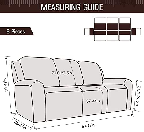 Taococo Reclinner Sofá Tampas de 8-Pieces esticar grandes tampas de sofá para 3 assentos reclinando capa de deslizamento jacquard mobiliário protetor de mobília