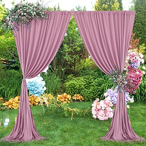 Painéis de cortina de pano de fundo de ouro rosa de 10 pés de 10 pés para festas, cortinas de pano de fundo de poliéster sem rugas, suprimentos de decoração de festas de casamento