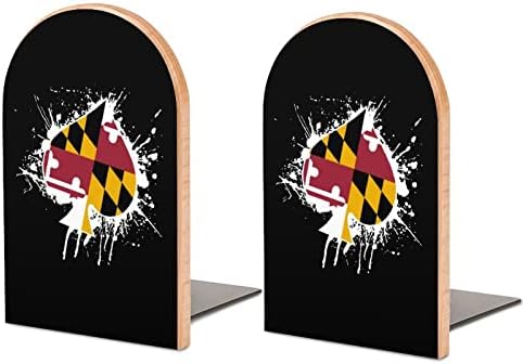 Maryland Flag Spades Ace Poker Decorativa Livro termina de madeira não-esquisitos para suportes de mesa