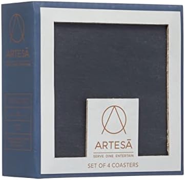 Coasters de ardósia de KitchenCraft Artesà, conjunto de 4, caixa de presente, 10 cm