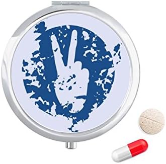 Blue Symbol Victory Design Ilustração Padrão Caixa de Caixa de Caixa de Pocket Medicine Caixa de armazenamento Distribuidor de