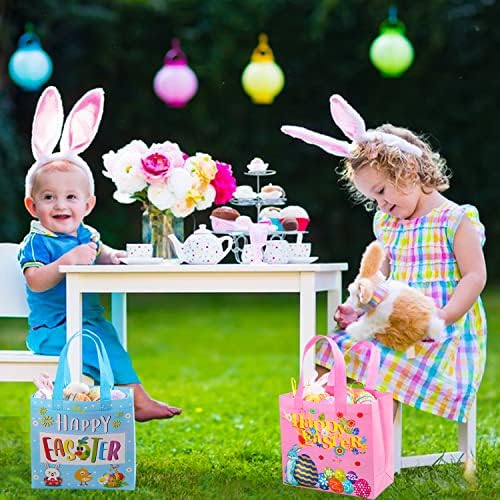 6pcs Sacos de Páscoa de Páscoa com alça, sacolas de presente de Páscoa feliz para crianças, Bolsas de Rabbit de Bunny de Rabit,