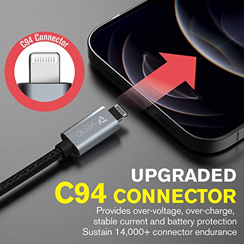VENA USB C TO CABO DE LAVOS - 6 polegadas, 18W Charge Fast Power Power Nylon Charger de maçã trançado compatível com iPhone 13 12/12 mini/12 Pro/11 Pro Max/X/Xs/Xr/iPad Air