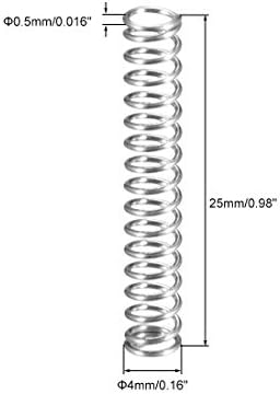 diâmetro do fio uxcell 0,016 , od 0,16, comprimento livre 0,98 bobina de aço de mola de mola primavera estendida mola
