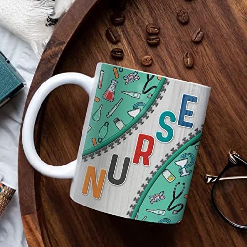 Wowcugi Carreçam de café de enfermagem personalizada 11oz 15 onças Copo Presente de enfermagem para mulheres Enfermeiras Semana Apreciação Presente de formatura para amigas de enfermagem Filha de medicina estudantes