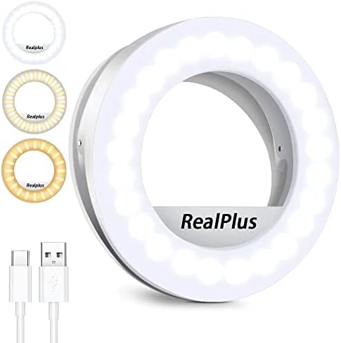 Anel de selfie Luz real plus recarregável anel de telefone portátil clipe acionado com 40 LEDs e 3 modos de luz, luzes