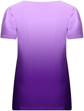 Camisas de lounge para feminino com colarinho curto gradiente de pescoço grafic em forma de ajuste solto tamis t camisetas