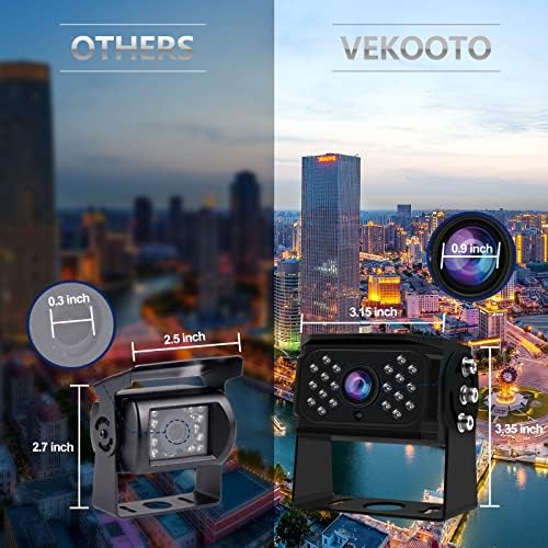Câmera de backup de Vekooto AHD com monitor de 10,1 polegadas, sistema de câmera de arame 1080p, visão noturna, impermeável, design