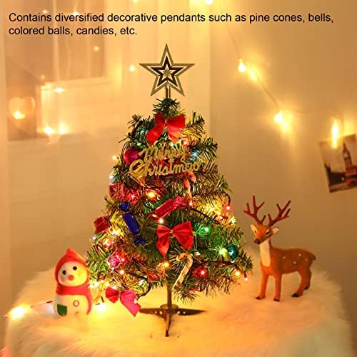 Árvore de Natal de Pllaaoo, árvore de Natal artificial de 19,6 polegadas com luzes LED de várias cores e ornamentos pendurados, árvore de Natal para férias de Natal, para casa, para casa, cozinha